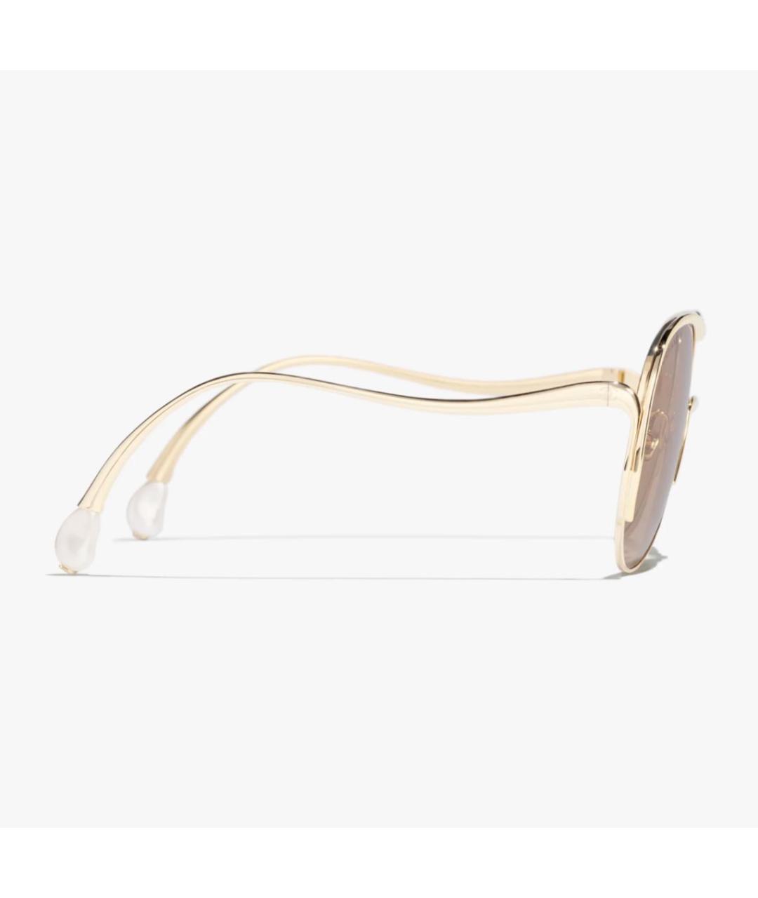 CHANEL Золотые металлические солнцезащитные очки, фото 3