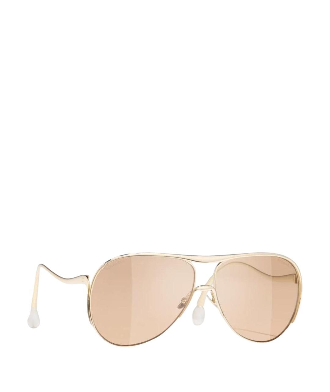CHANEL Золотые металлические солнцезащитные очки, фото 1
