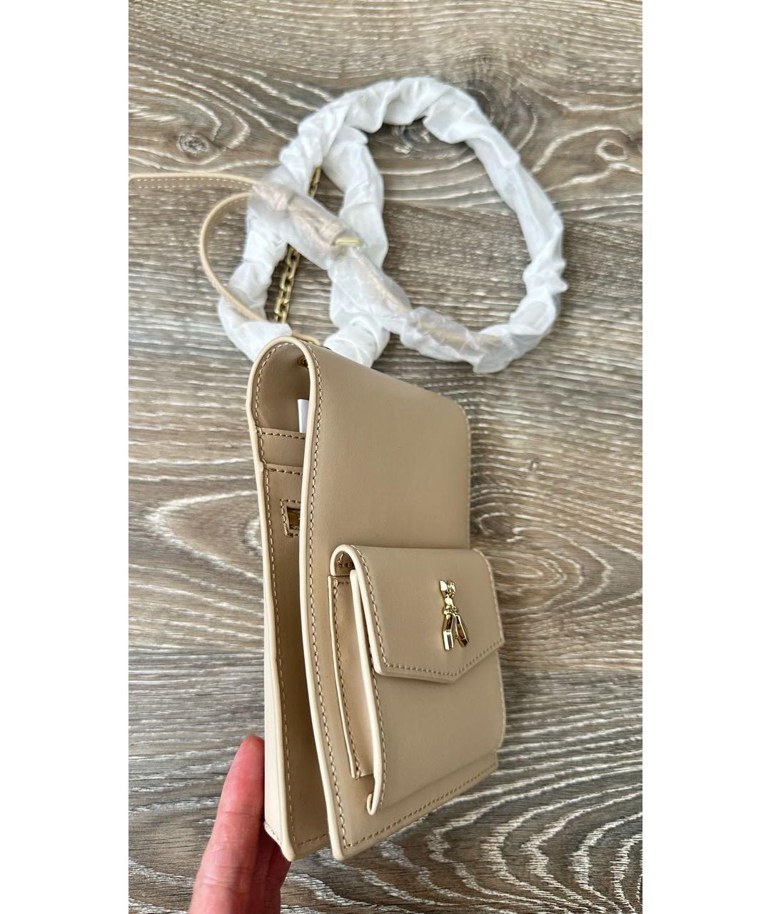 PATRIZIA PEPE Бежевая кожаная сумка через плечо, фото 2