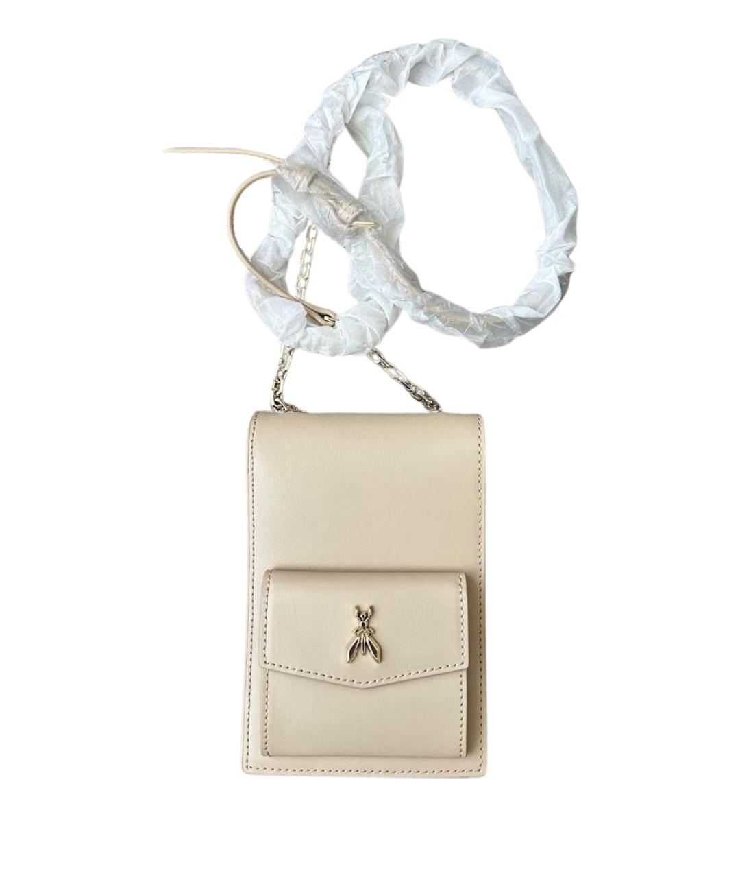 PATRIZIA PEPE Бежевая кожаная сумка через плечо, фото 1