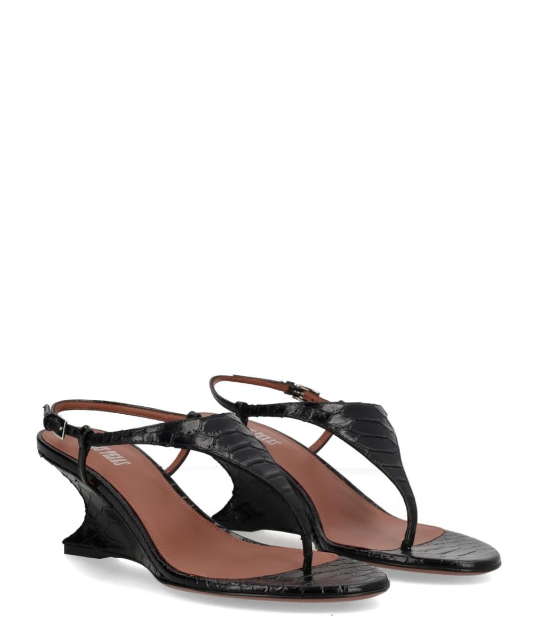 PARIS TEXAS Черные кожаные босоножки, фото 2