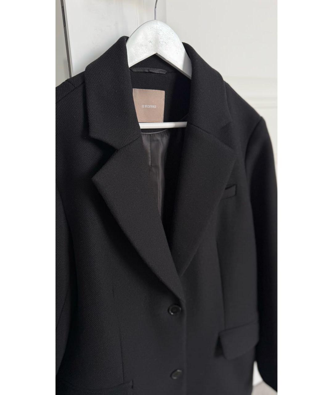 12 STOREEZ Черный шерстяной жакет/пиджак, фото 4