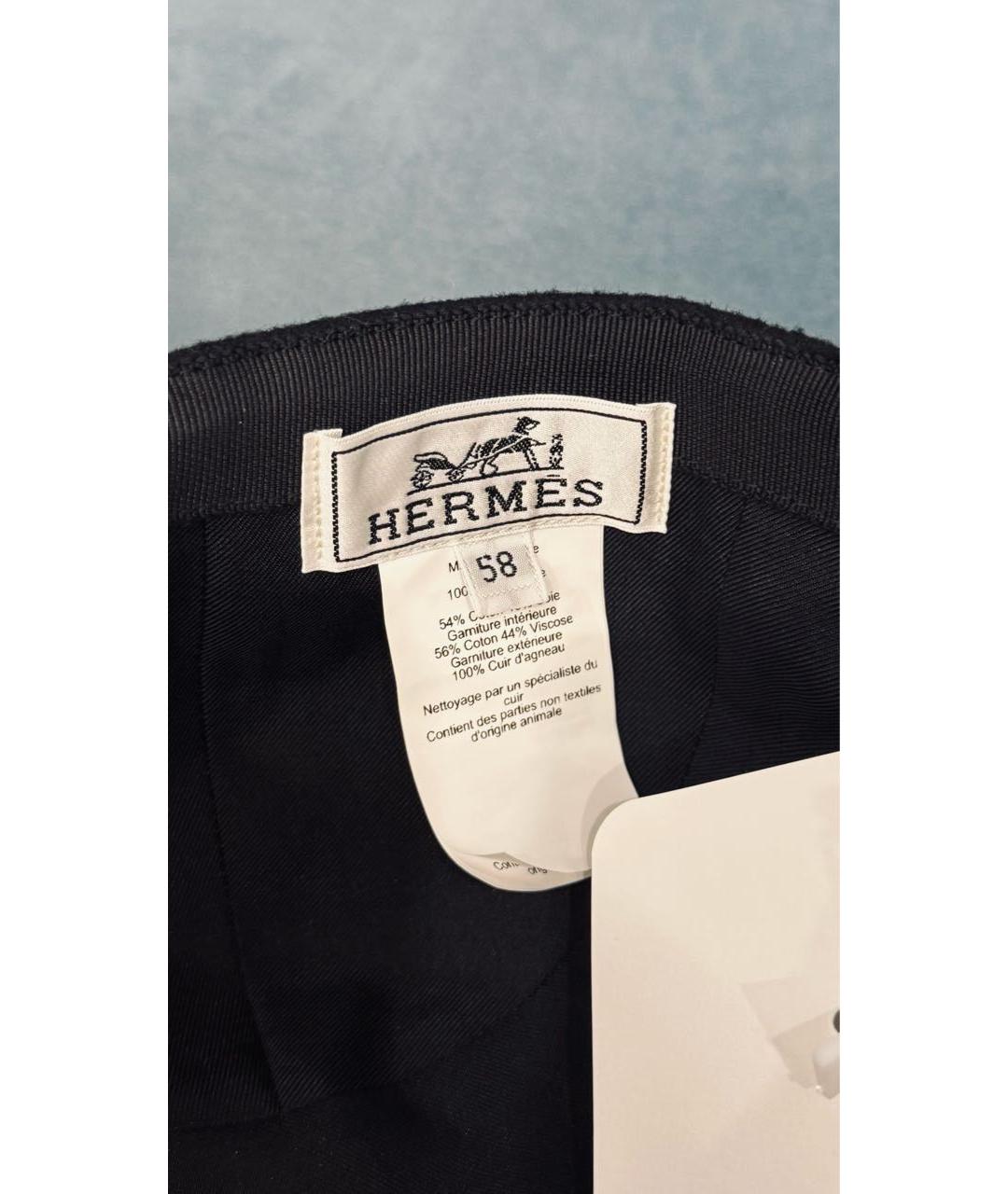 HERMES Черная хлопковая кепка, фото 5
