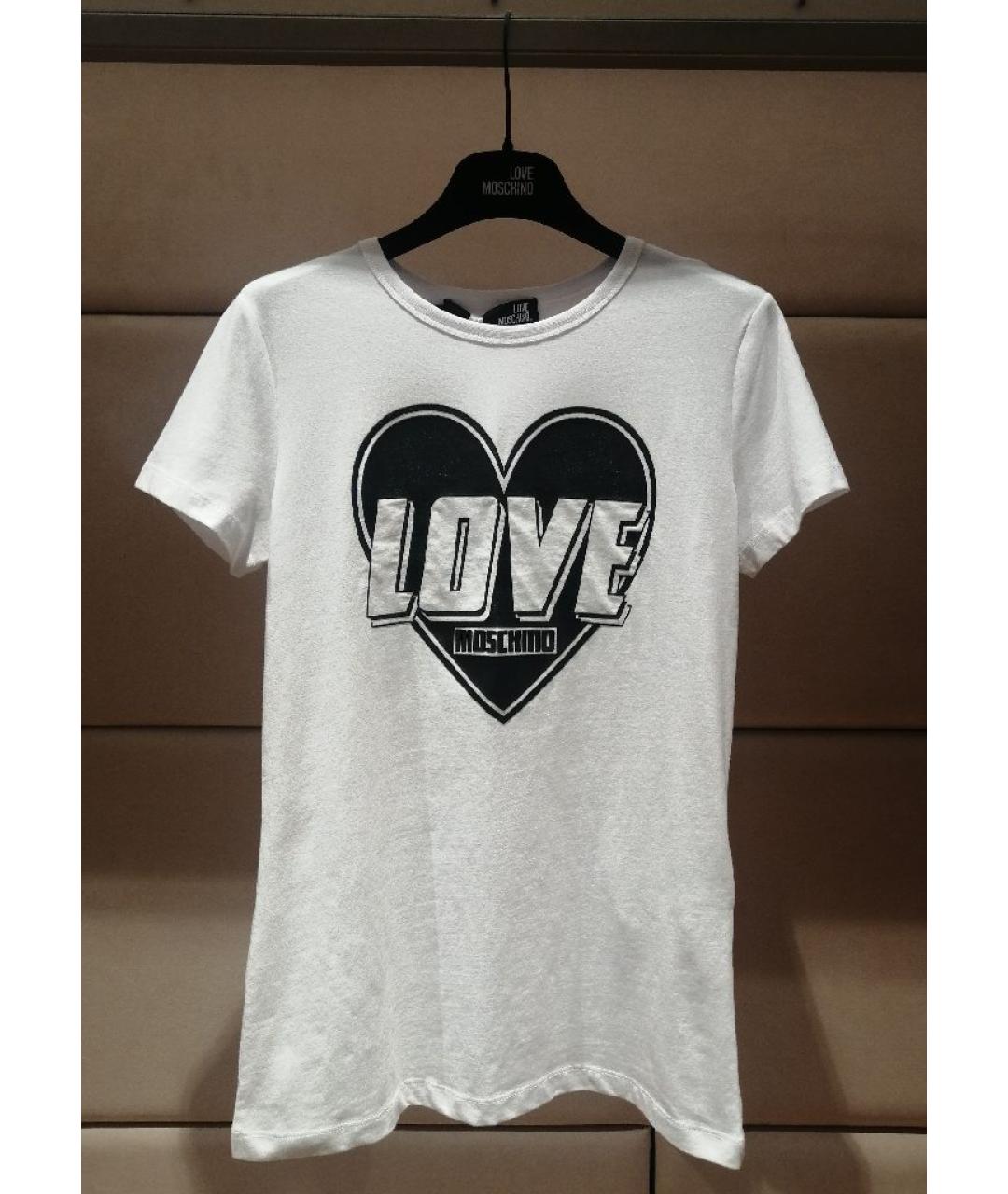 LOVE MOSCHINO Белая хлопковая футболка, фото 3