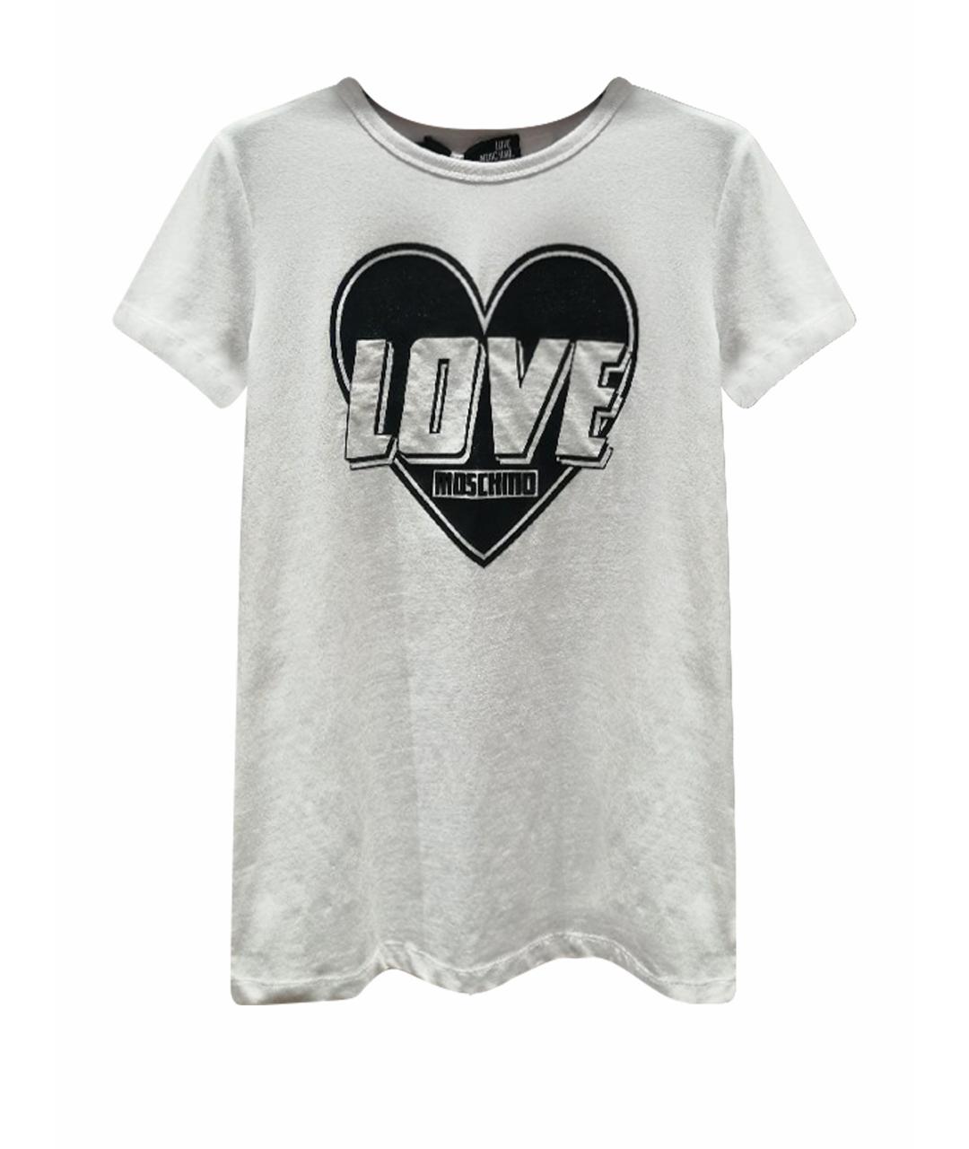 LOVE MOSCHINO Белая хлопковая футболка, фото 1
