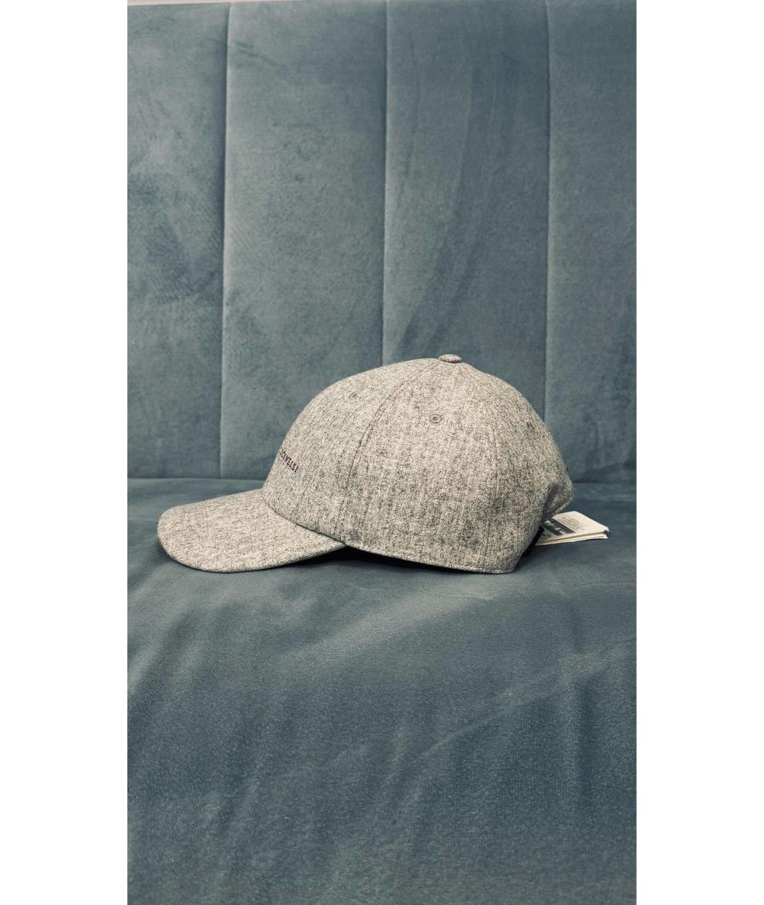BRUNELLO CUCINELLI Серая кашемировая кепка, фото 2