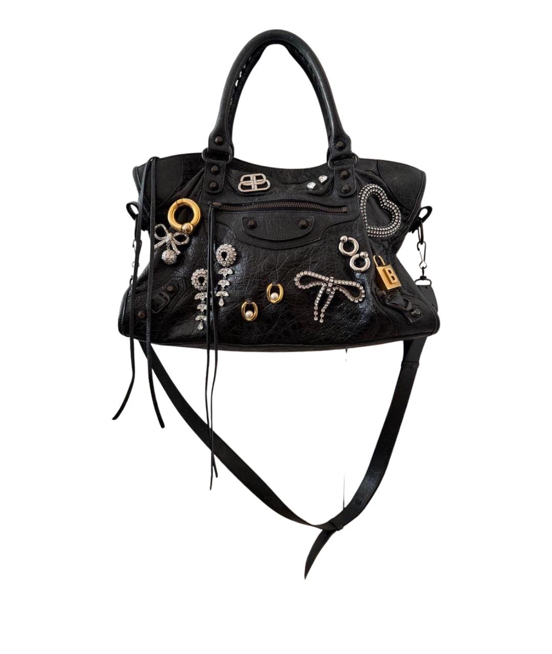 BALENCIAGA Черная кожаная сумка с короткими ручками, фото 1