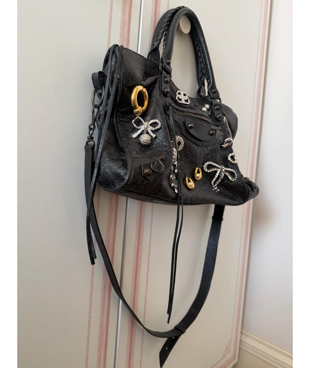 BALENCIAGA Черная кожаная сумка с короткими ручками, фото 2