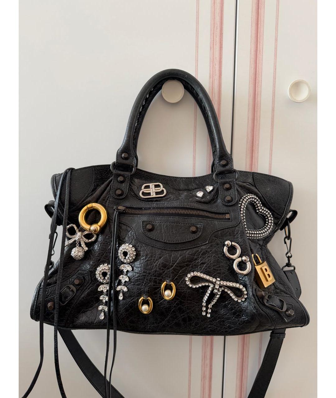 BALENCIAGA Черная кожаная сумка с короткими ручками, фото 8