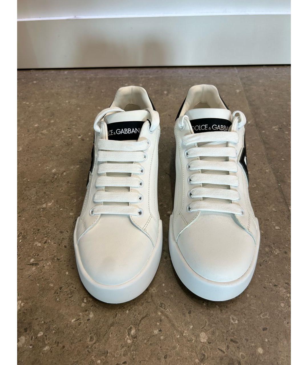 DOLCE&GABBANA Белые кожаные кроссовки, фото 2