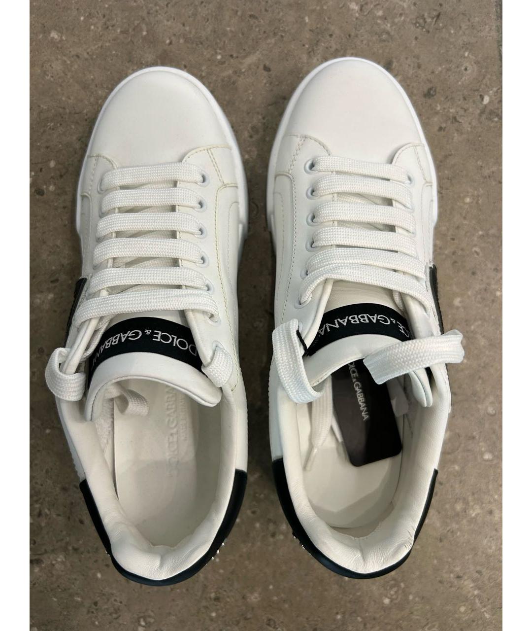 DOLCE&GABBANA Белые кожаные кроссовки, фото 3