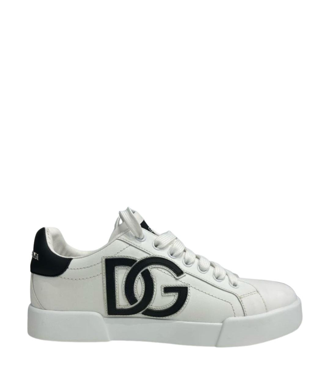 DOLCE&GABBANA Белые кожаные кроссовки, фото 1