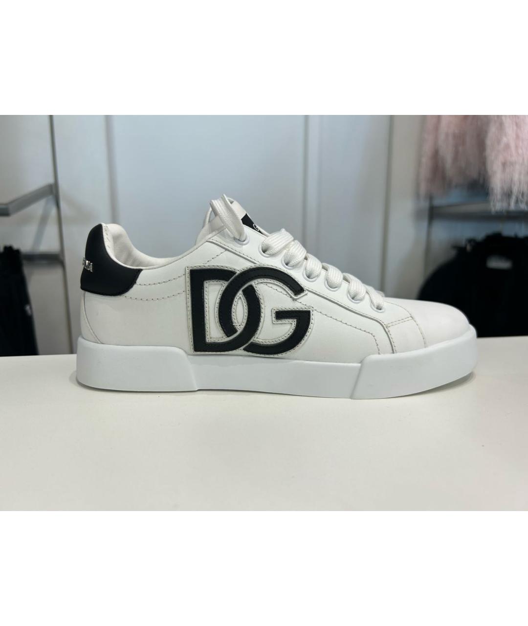 DOLCE&GABBANA Белые кожаные кроссовки, фото 9