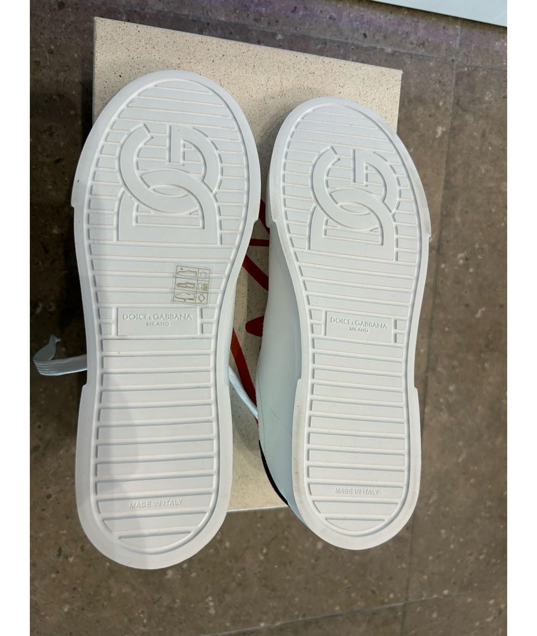 DOLCE&GABBANA Белые кожаные кроссовки, фото 6