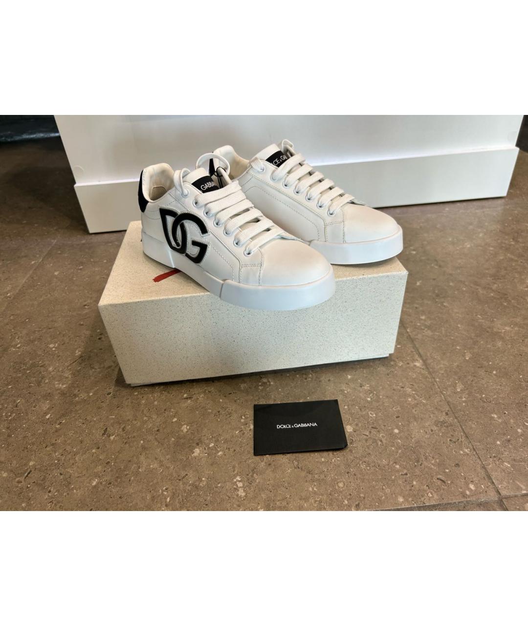 DOLCE&GABBANA Белые кожаные кроссовки, фото 5