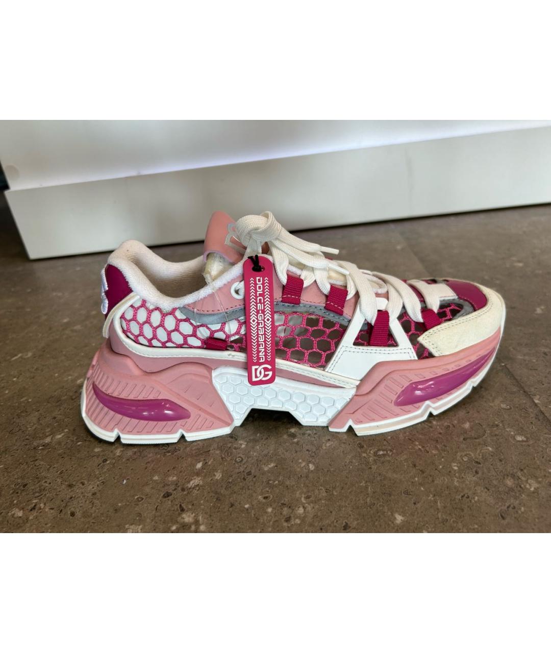 DOLCE&GABBANA Коралловые кожаные кроссовки, фото 9