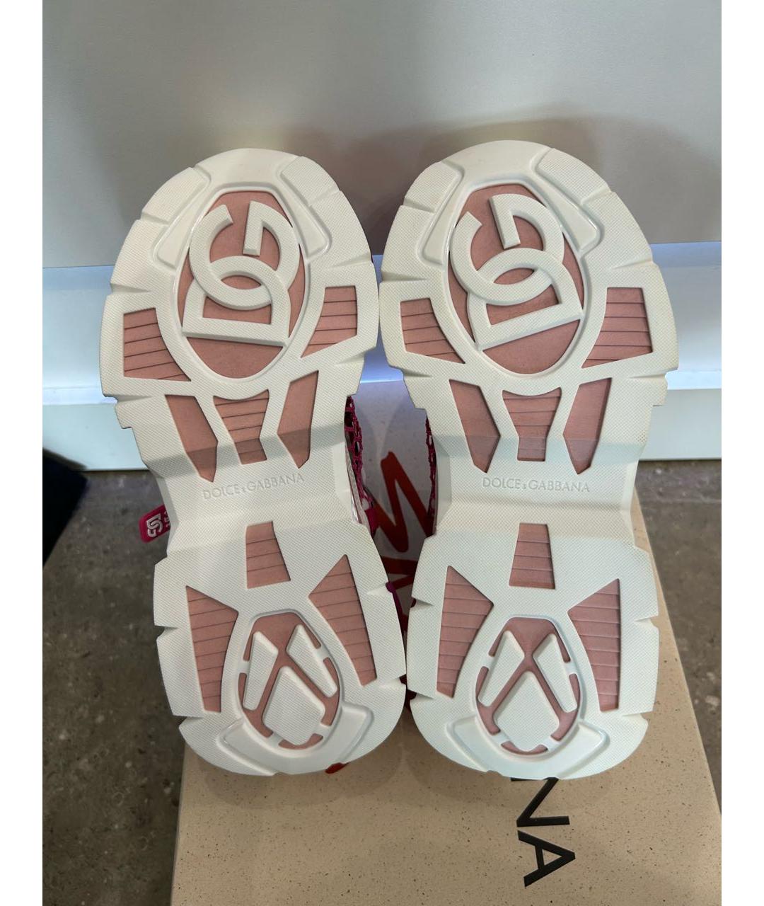 DOLCE&GABBANA Коралловые кожаные кроссовки, фото 7