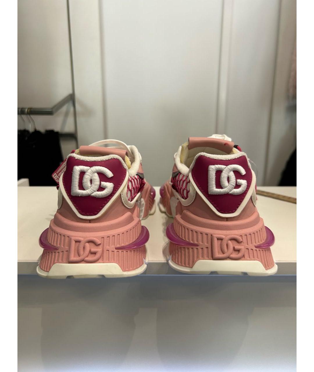 DOLCE&GABBANA Коралловые кожаные кроссовки, фото 4