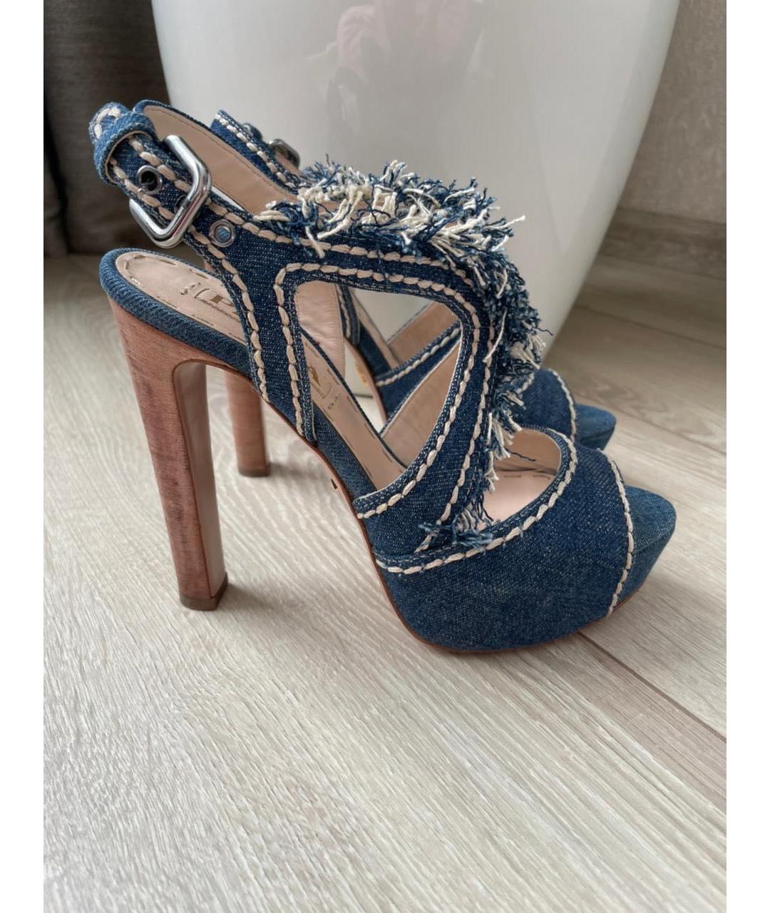 PRADA Синие кожаные босоножки, фото 9