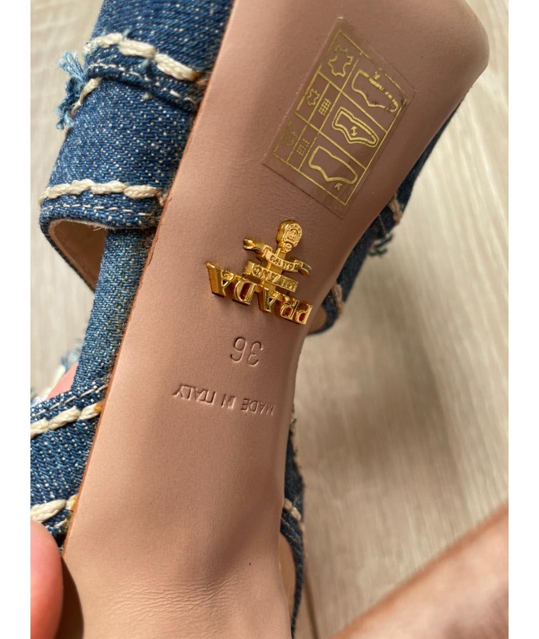 PRADA Синие кожаные босоножки, фото 8