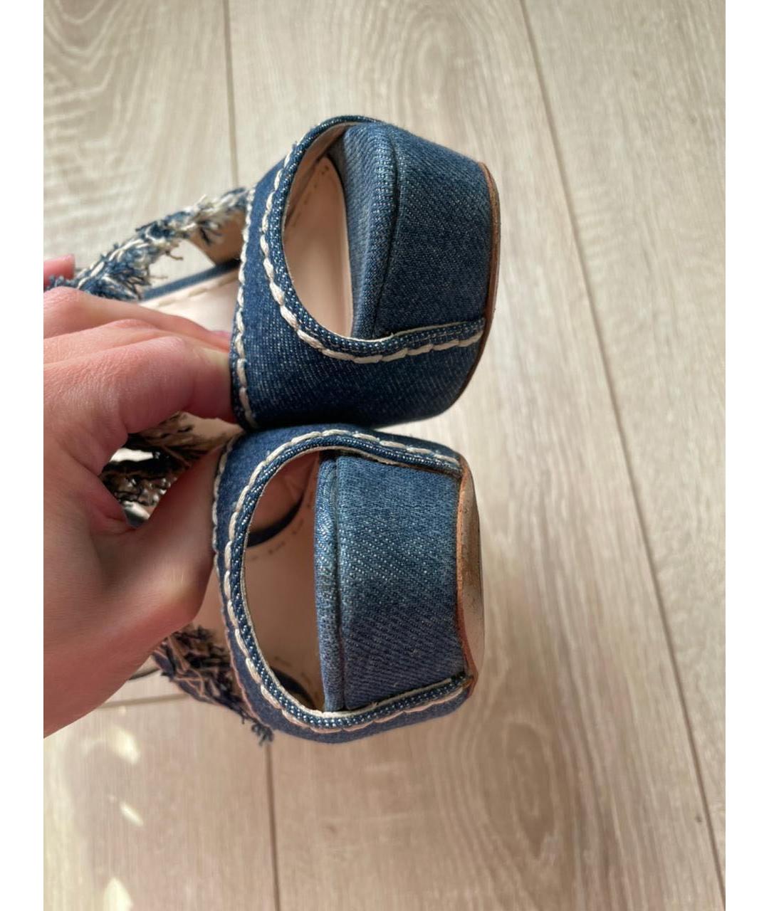 PRADA Синие кожаные босоножки, фото 4