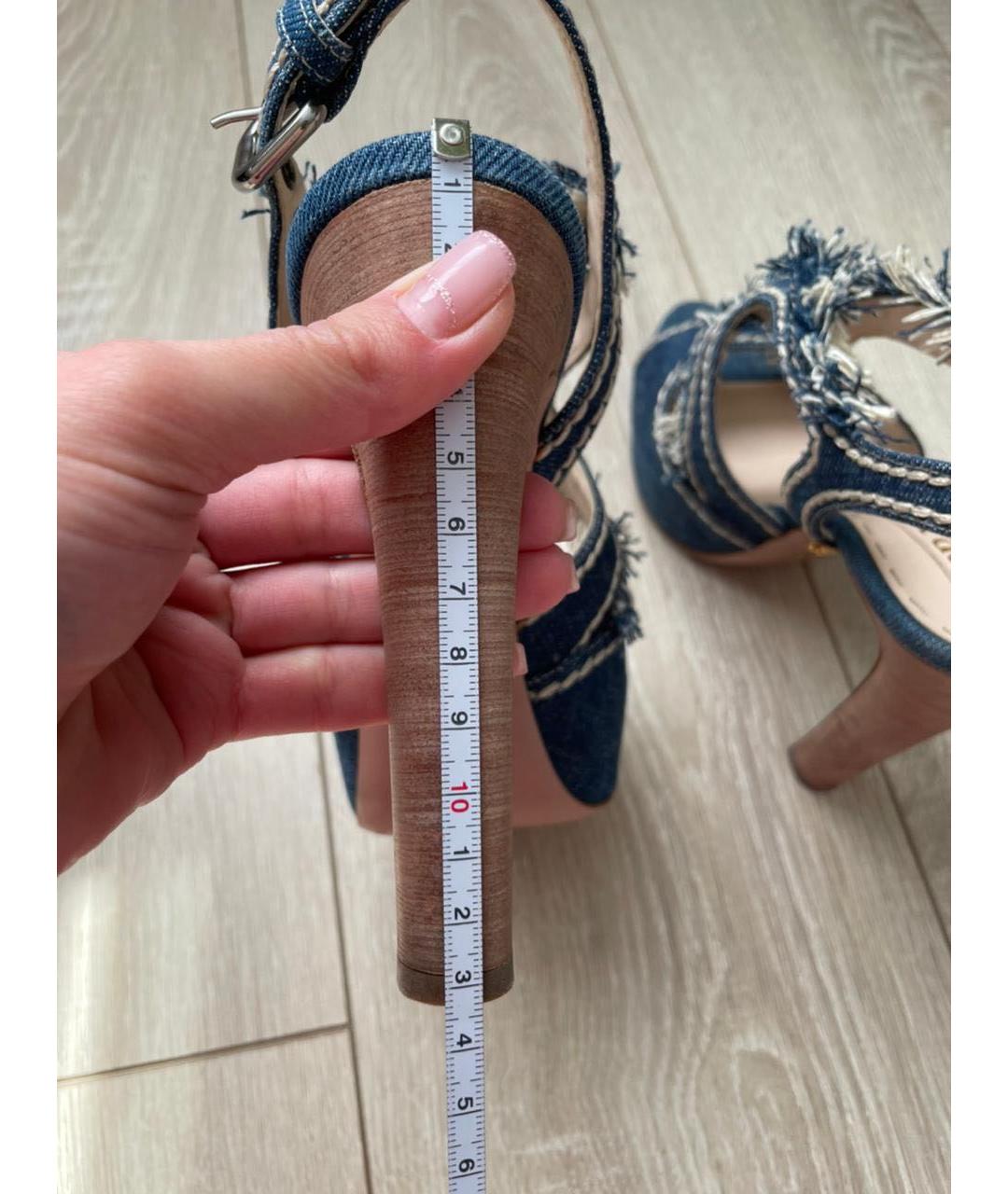 PRADA Синие кожаные босоножки, фото 7