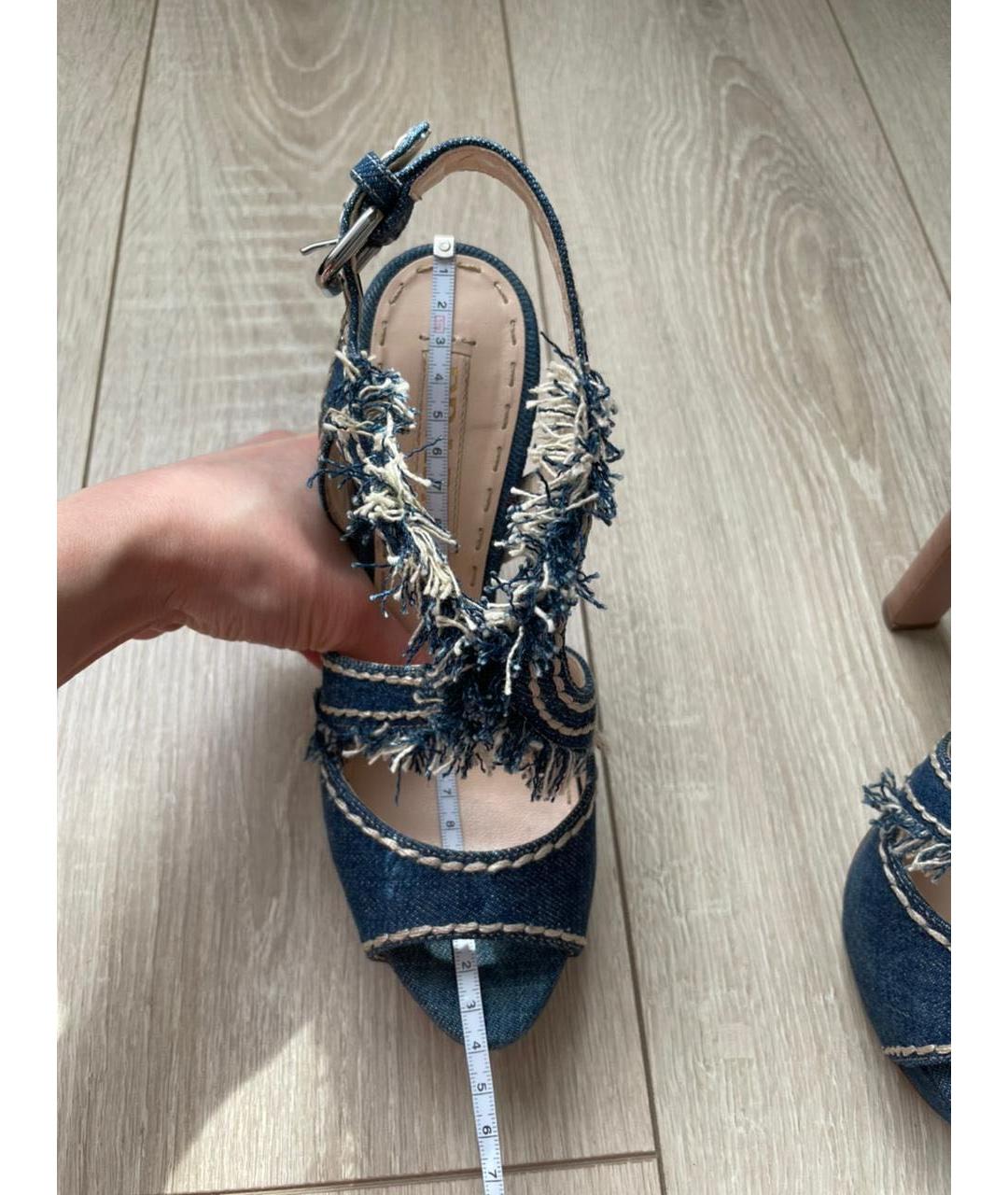 PRADA Синие кожаные босоножки, фото 6