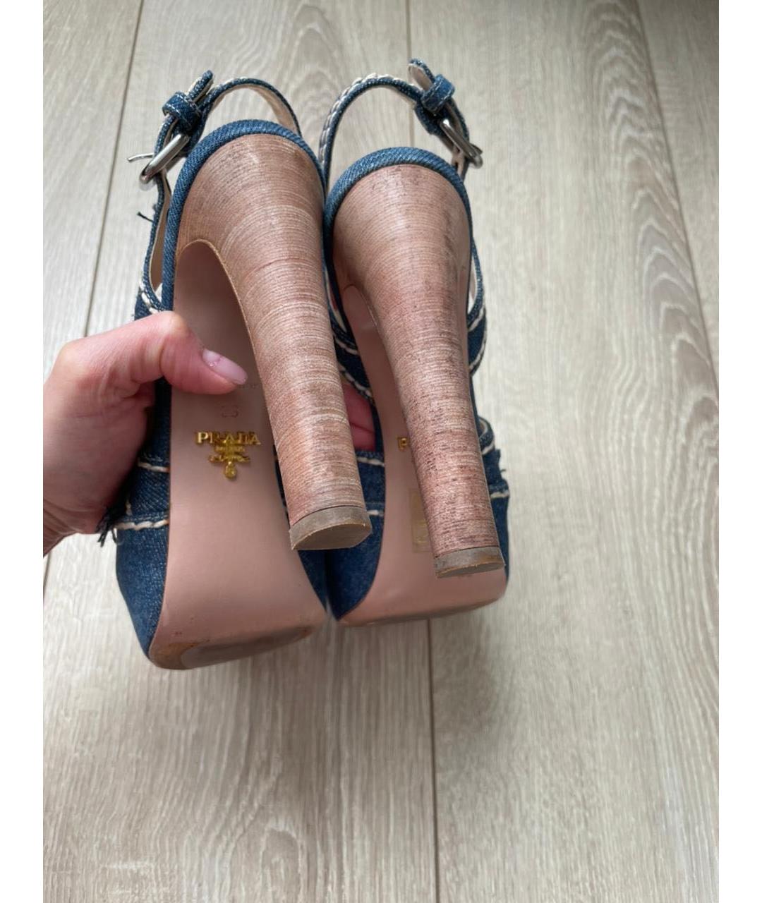 PRADA Синие кожаные босоножки, фото 3