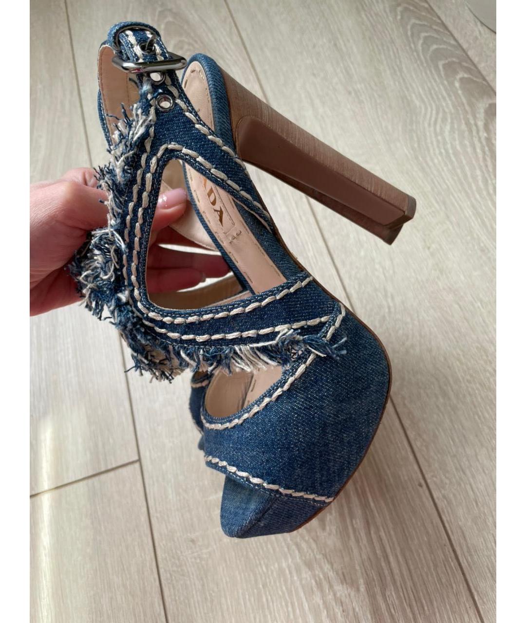 PRADA Синие кожаные босоножки, фото 2