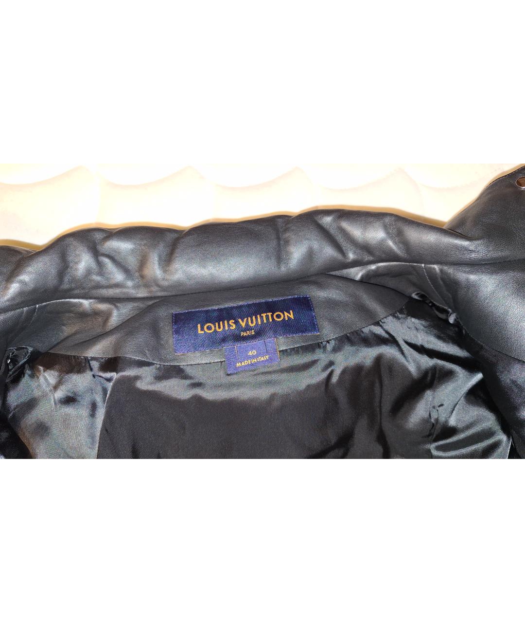 LOUIS VUITTON Черный кожаный пуховик, фото 5