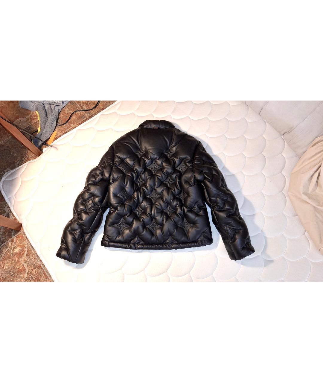 LOUIS VUITTON Черный кожаный пуховик, фото 2