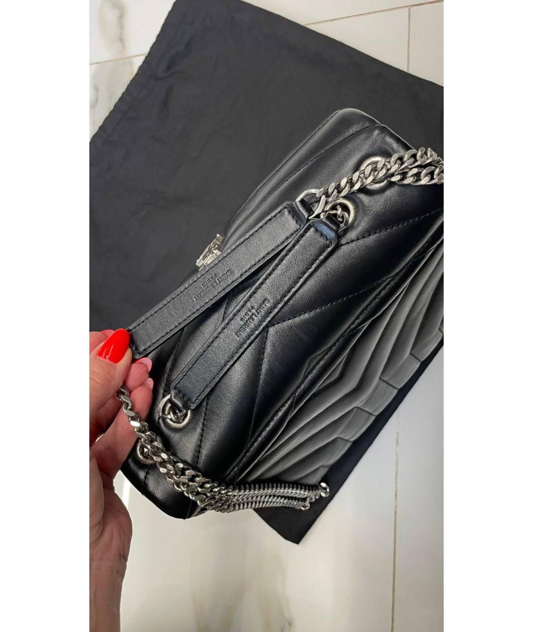 SAINT LAURENT Черная кожаная сумка через плечо, фото 3