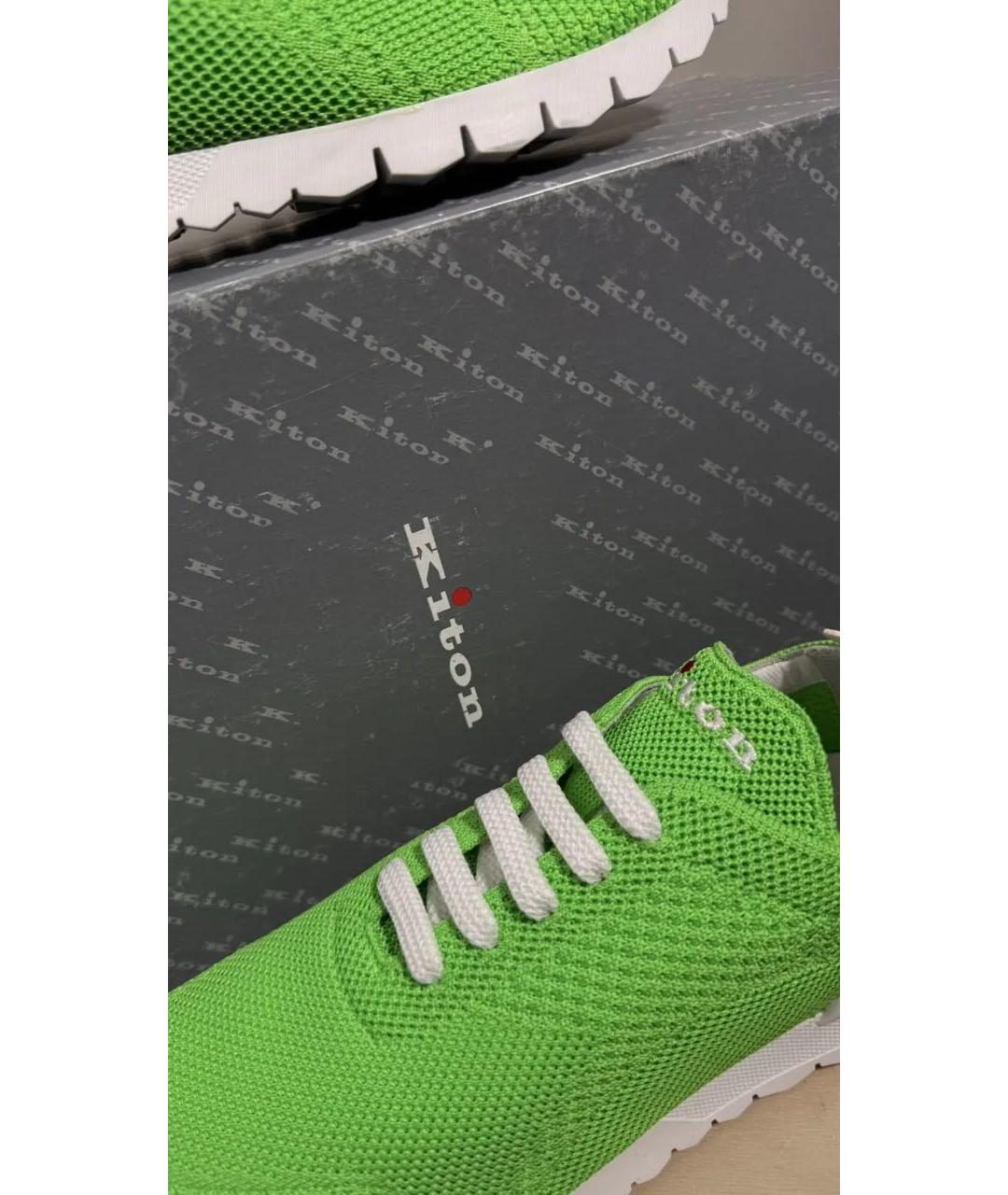 KITON Салатовые текстильные низкие кроссовки / кеды, фото 3