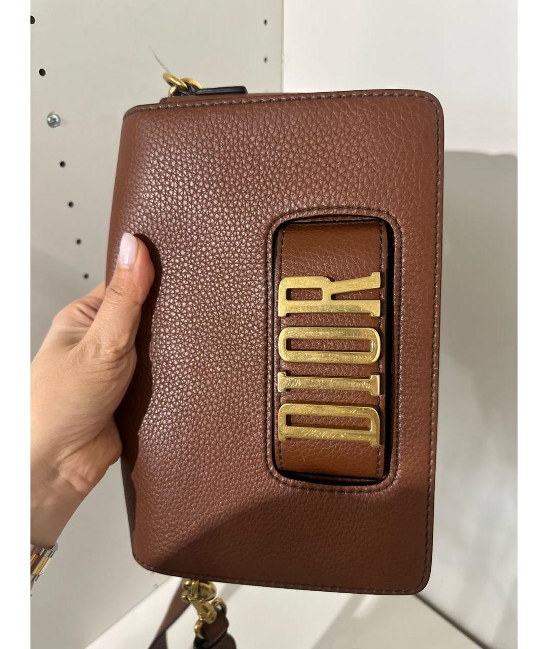 CHRISTIAN DIOR Коричневая кожаная сумка через плечо, фото 5