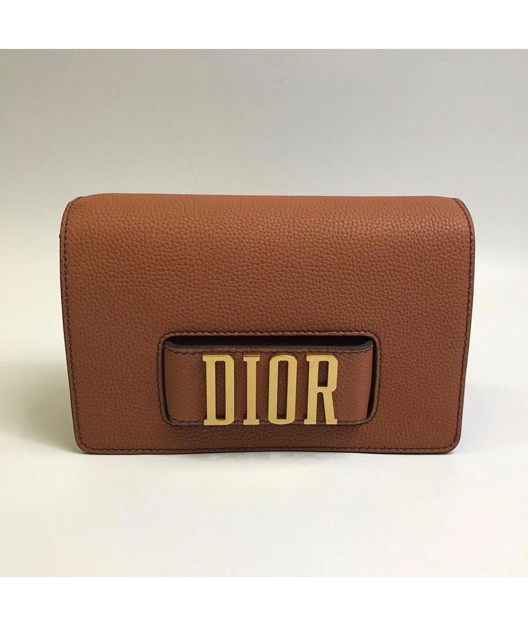 CHRISTIAN DIOR Коричневая кожаная сумка через плечо, фото 9