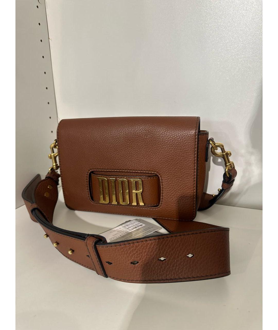 CHRISTIAN DIOR Коричневая кожаная сумка через плечо, фото 2