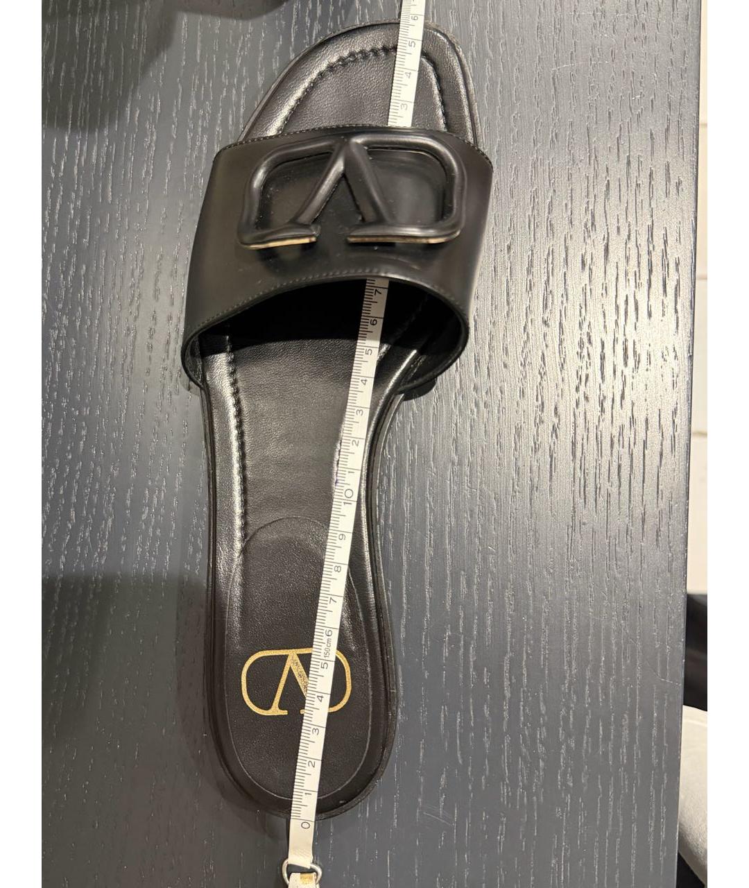 VALENTINO Черные кожаные шлепанцы, фото 6