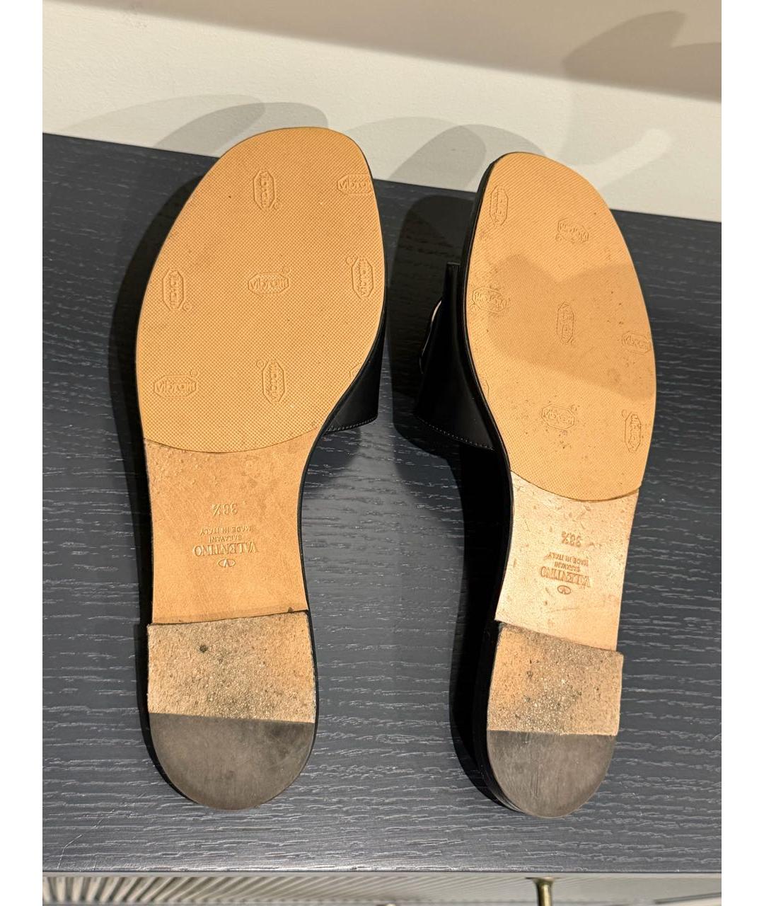 VALENTINO Черные кожаные шлепанцы, фото 8