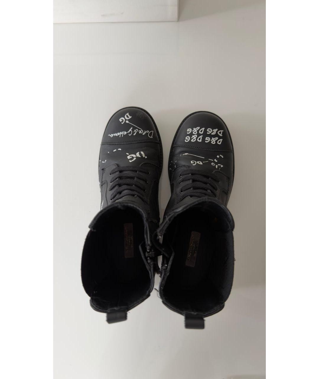 DOLCE&GABBANA Черные кожаные ботинки, фото 3