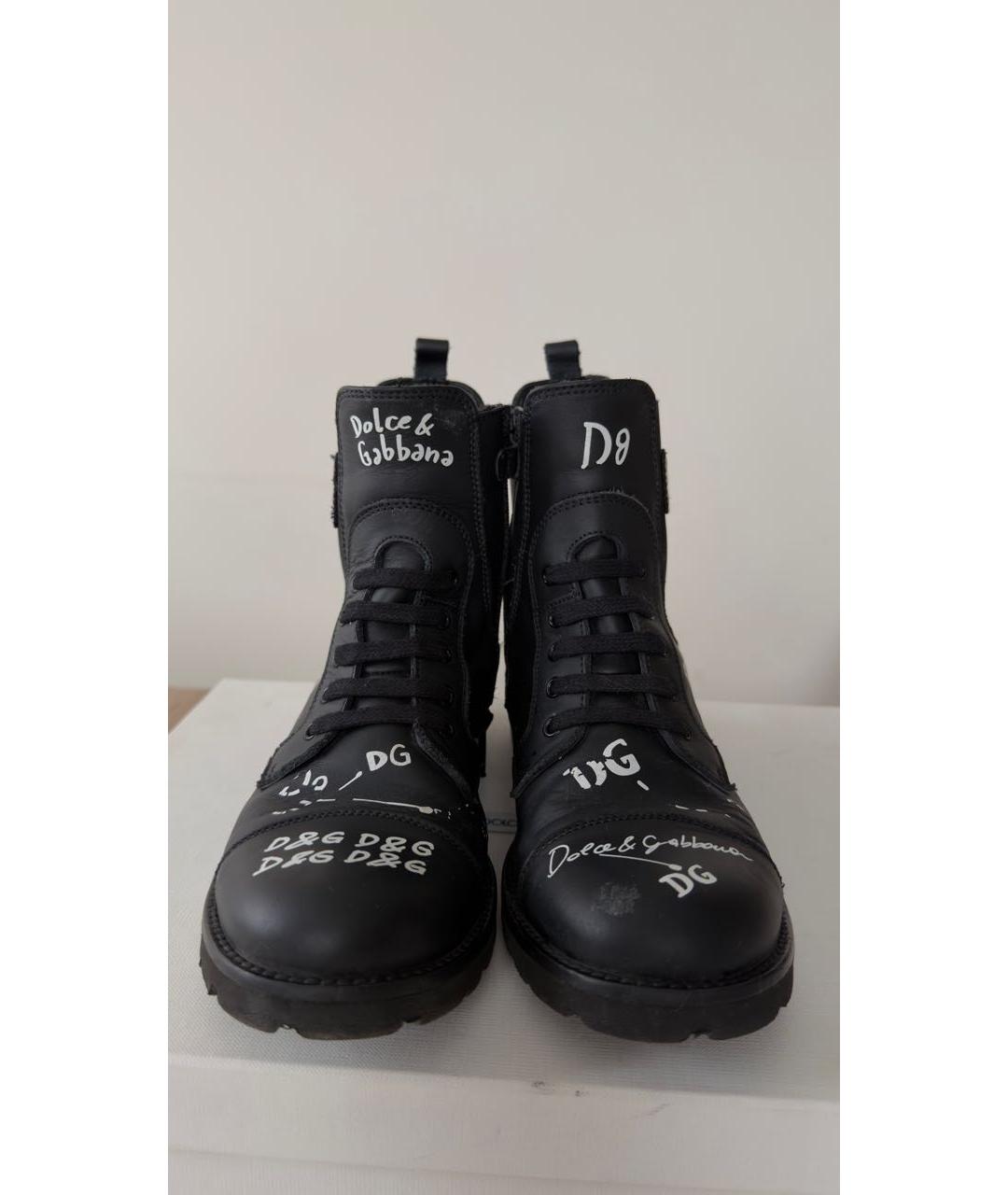 DOLCE&GABBANA Черные кожаные ботинки, фото 2