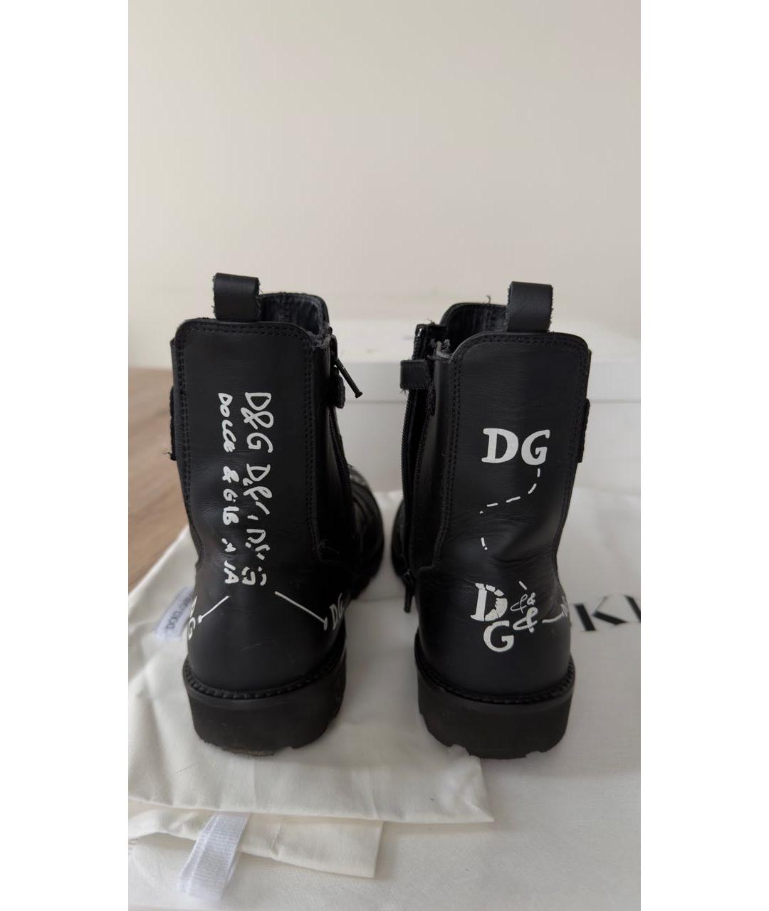 DOLCE&GABBANA Черные кожаные ботинки, фото 4