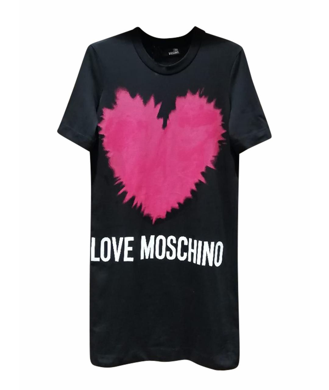 LOVE MOSCHINO Черное хлопковое повседневное платье, фото 1