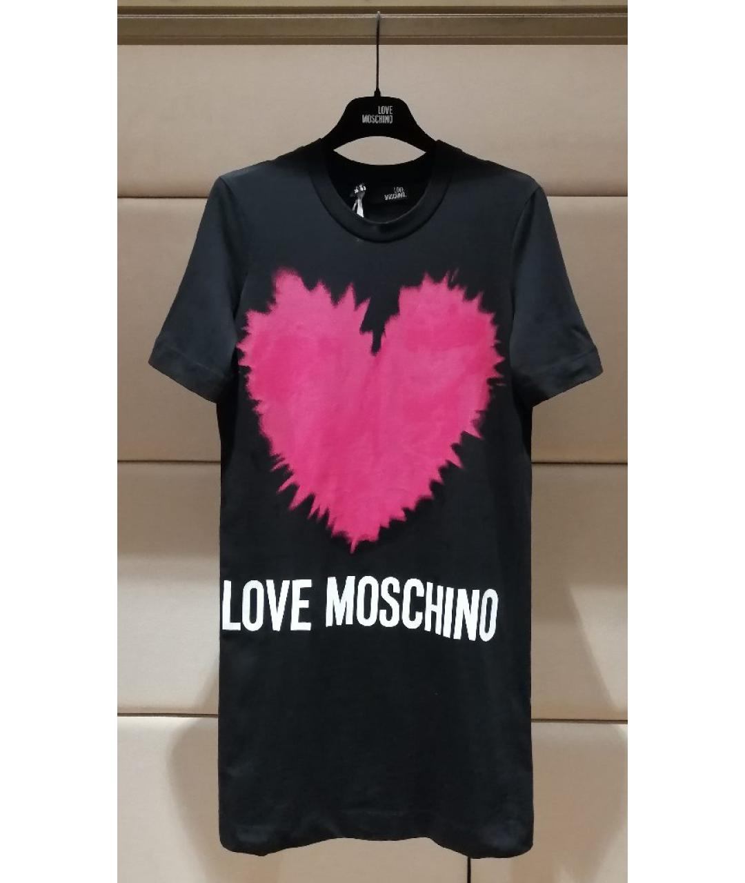 LOVE MOSCHINO Черное хлопковое повседневное платье, фото 3