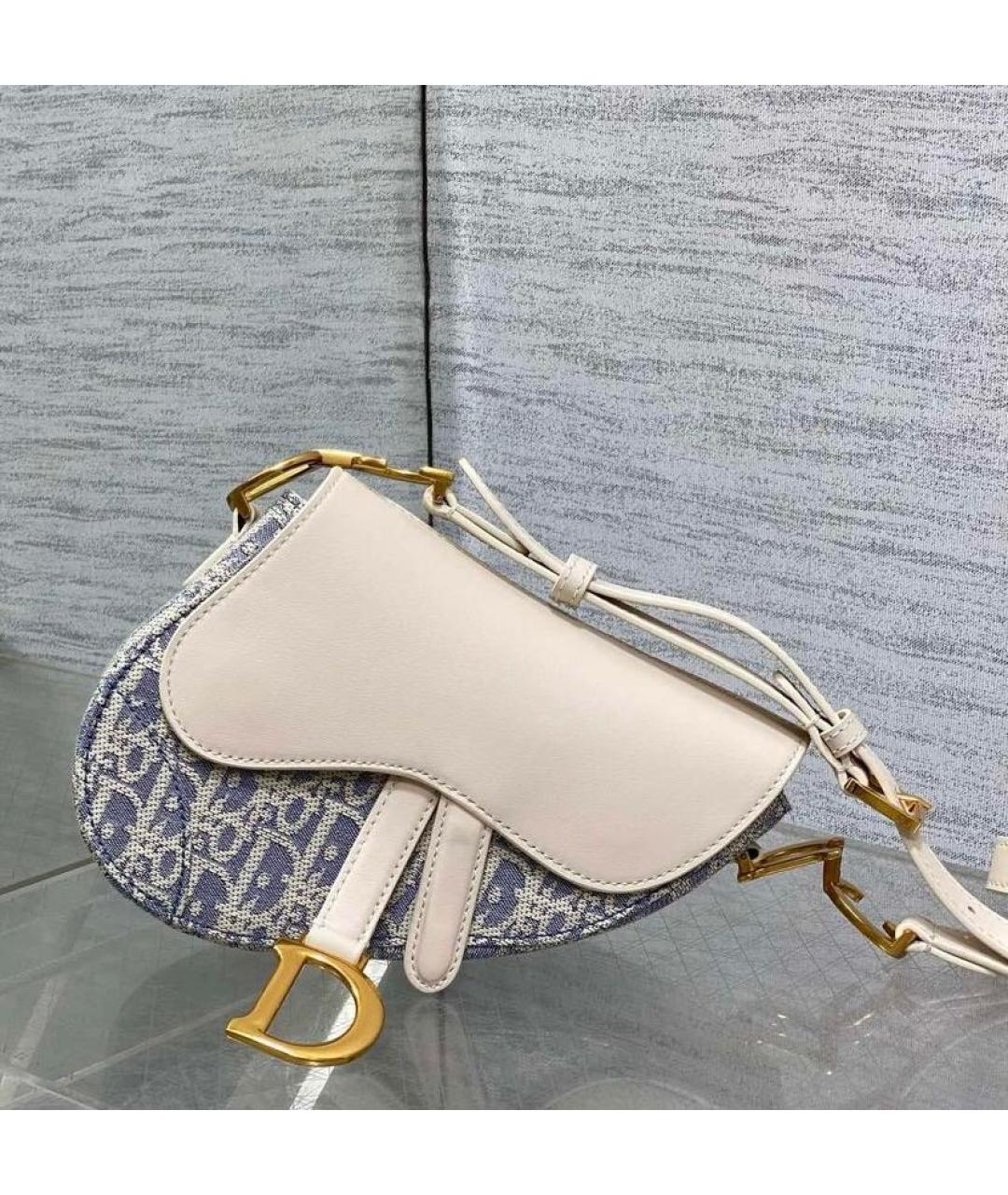 CHRISTIAN DIOR Голубая жаккардовая сумка через плечо, фото 9