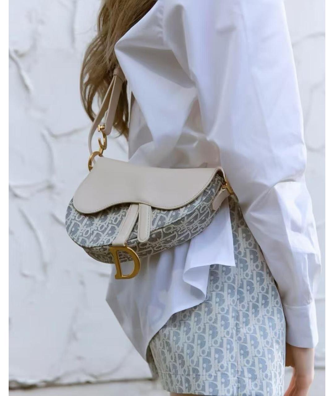 CHRISTIAN DIOR Голубая жаккардовая сумка через плечо, фото 7