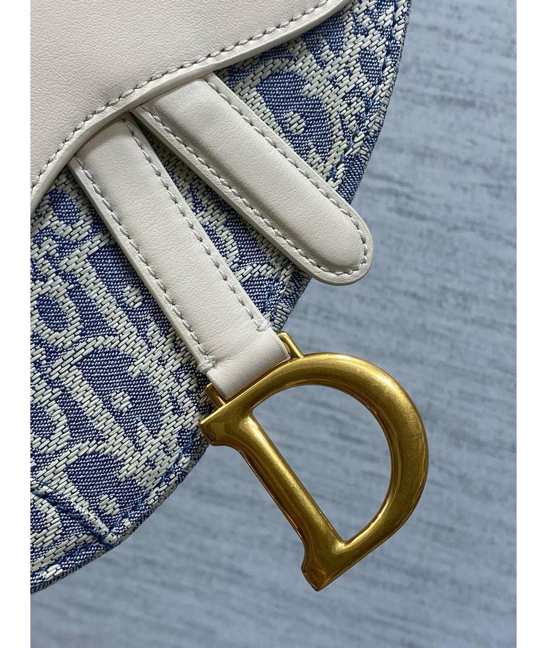 CHRISTIAN DIOR Голубая жаккардовая сумка через плечо, фото 5