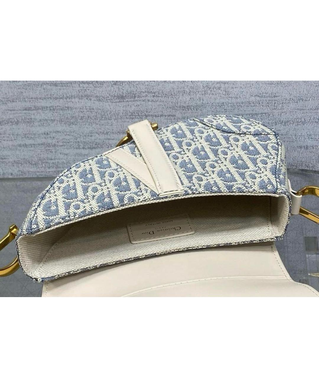 CHRISTIAN DIOR Голубая жаккардовая сумка через плечо, фото 4