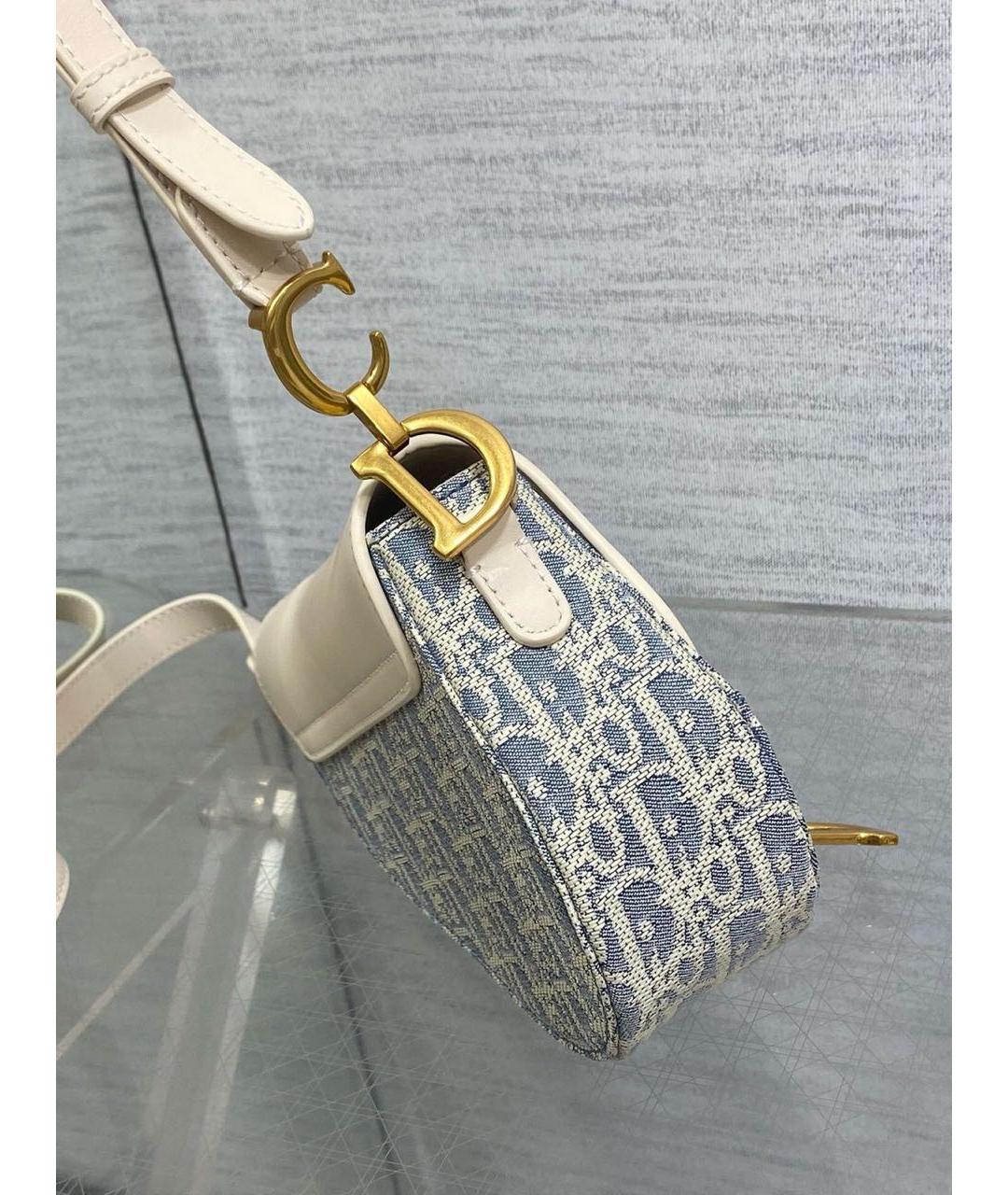 CHRISTIAN DIOR Голубая жаккардовая сумка через плечо, фото 2