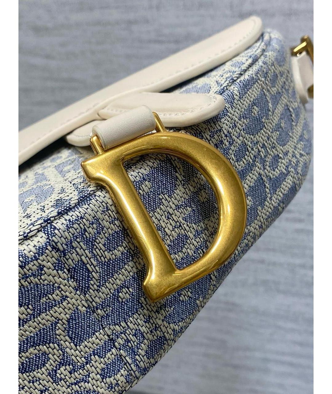 CHRISTIAN DIOR Голубая жаккардовая сумка через плечо, фото 8