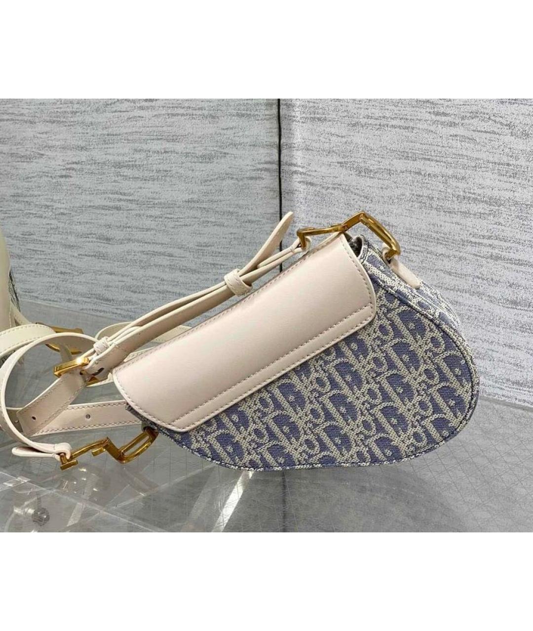 CHRISTIAN DIOR Голубая жаккардовая сумка через плечо, фото 3